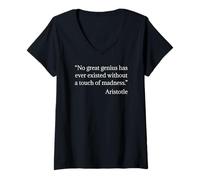 Mujer Aristóteles Cita Gran Genio Impresionante Filosofía Camiseta Cuello V