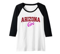 Mujer Arizona Girl, Vintage Varsity Print Women Teen Girls Tween Camiseta Manga Raglan