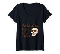 Mujer Arizona It's a Dry Heat Skeleton Funny Desert Summer Camiseta Cuello V