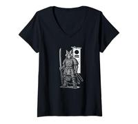Mujer Armadura de dragón portador de estandartes samurá Camiseta Cuello V