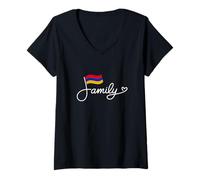 Mujer Armenia Familia - Bandera Armenia Heritage Word Art Camiseta Cuello V