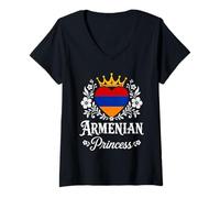 Mujer Armenian Princess Armenia Flag Proud Armenian Girl Camiseta Cuello V