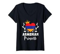 Mujer Armenian Princess Armenia Flag Proud Armenian Girl Camiseta Cuello V