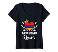 Mujer Armenian Queen Armenia Flag Proud Armenian Woman Camiseta Cuello V