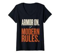 Mujer Armor On Modern Rules Medieval Combat Sport Humor Camiseta Cuello V