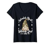 Mujer Army Veteran Dad GNOME For Men and Best Veteran Grandpa Camiseta Cuello V