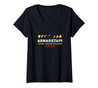 Mujer Arnarstapi, Islandia Eclipse Solar Total 2026 Camiseta Cuello V