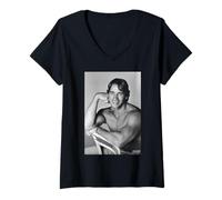 Mujer Arnold Schwarzenegger Terminator de Hierro de Bombeo Actor 1977 Camiseta Cuello V