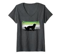 Mujer Aromantic Pride Lindo Perro LGBT Aro Bandera Gay Amante De Las Mascotas Camiseta Cuello V
