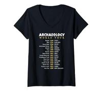 Mujer Arqueólogo World Tour Arqueología Divertida Camiseta Cuello V