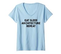 Mujer Arquitectura Divertida - Comer Dormir Arquitectura Repite Camiseta Cuello V