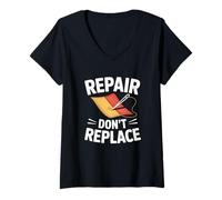 Mujer Arregla Tu Ropa Repair Dont Replace Moda Lenta Camiseta Cuello V
