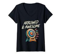 Mujer Arrowed & Awesome Archer Bow Arrow Tiro con arco Deportes Amante Camiseta Cuello V
