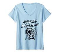 Mujer Arrowed & Awesome Archer Bow Arrow Tiro con arco Deportes Amante Camiseta Cuello V
