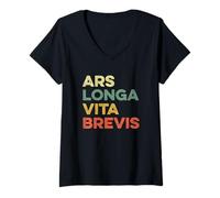 Mujer Ars Longa Vita Brevis - Teatro de Frases Latinas Camiseta Cuello V