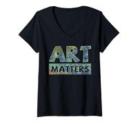 Mujer Art Matters Artista Pintura Floral Profesor Cita Creativa Camiseta Cuello V