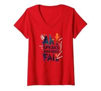 Mujer Art Speaks When Words Fail - Cita de Artes Inspiradoras Camiseta Cuello V, Rojo, L
