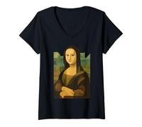 Mujer Arte abstracto geométrico de Mona Lisa - Minimalista moderno Camiseta Cuello V