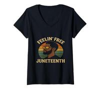 Mujer Arte afrovintage Feelin' Free Juneteenth Camiseta Cuello V