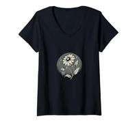 Mujer Arte botánico melancólico Triste de Flores marchitas Camiseta Cuello V