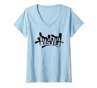 Mujer Arte Callejero de Atlanta Graffiti City, Estilo a Mano, Recuerdo de Georgia Camiseta Cuello V