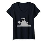 Mujer Arte Callejero de Skyline Monster Camiseta Cuello V