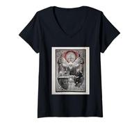 Mujer Arte Cráneo Gótico Oscuro Academia Memento Mori Oculto Camiseta Cuello V