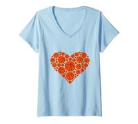 Mujer Arte de Baloncesto en Forma de corazón Camiseta Cuello V