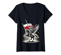 Mujer Arte de Batalla Polaco del Guerrero húsar Alado Polaco Camiseta Cuello V