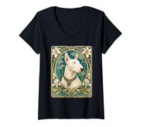 Mujer Arte de Bull Terrier de la Belle Epoque para Perro, mamá y papá Camiseta Cuello V