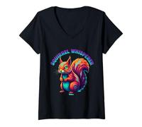 Mujer Arte de Dibujos Animados de Animales susurradores de Ardillas para Amantes de los Pollos Camiseta Cuello V