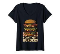 Mujer Arte de Estilo gráfico I Can't Quit Burgers Camiseta Cuello V