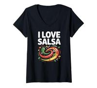 Mujer Arte de I Love Salsa Vibrant Peppers Camiseta Cuello V