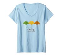 Mujer Arte de la Hoja de Ginkgo - Ginkgo biloba Botanical Camiseta Cuello V