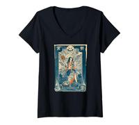 Mujer Arte de máscara de Samurai Oni de Ukiyo-e Camiseta Cuello V