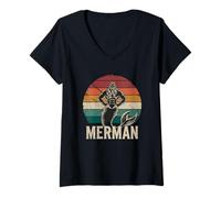 Mujer Arte de Merman Mythical Ocean Legend Camiseta Cuello V