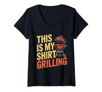 Mujer Arte de parrilla divertido para hombres, mujeres, carne de Camiseta Cuello V