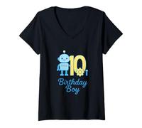 Mujer Arte de Robótica Moderna Cumpleaños Niño Camiseta Cuello V