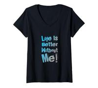 Mujer Arte de Texto Divertido Mensajes de Texto Divertidos Citas Divertidas de Humor Camiseta Cuello V