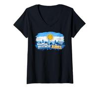 Mujer Arte del Skyline de Buenos Aires - Orgullo Argentino Camiseta Cuello V