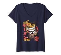 Mujer Arte Divertido de Ramen Attack Kaiju Monster City Camiseta Cuello V