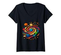 Mujer Arte Espacial Candy Galaxy Postres Camiseta Cuello V