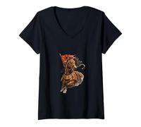 Mujer Arte Espiritual de Batalla de Caballo de Guerra Camiseta Cuello V