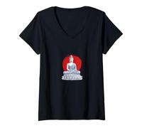 Mujer Arte espiritual del círculo zen del Buda de la acuarela Camiseta Cuello V