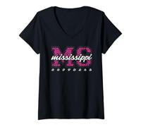 Mujer Arte estatal Universitario Retro de Softball Pink Leopard Camiseta Cuello V