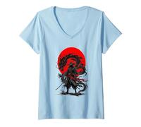 Mujer Arte fantástico de Shadow Ronin Dragon Crimson Ink Warrior Camiseta Cuello V