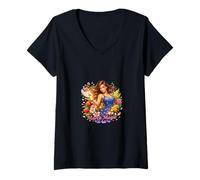 Mujer Arte Floral mágico de la Mujer empoderada de Marzo Camiseta Cuello V