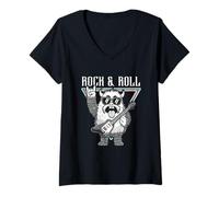 Mujer Arte Genial de Guitarra Rock & Roll Monster Camiseta Cuello V