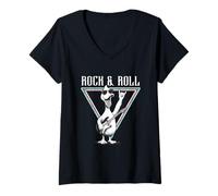 Mujer Arte Gráfico Guitarrista Rock & Roll Duck Camiseta Cuello V