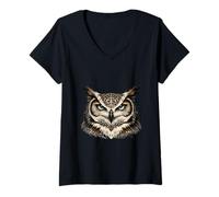 Mujer Arte guardián silencioso de búho Sabio Camiseta Cuello V